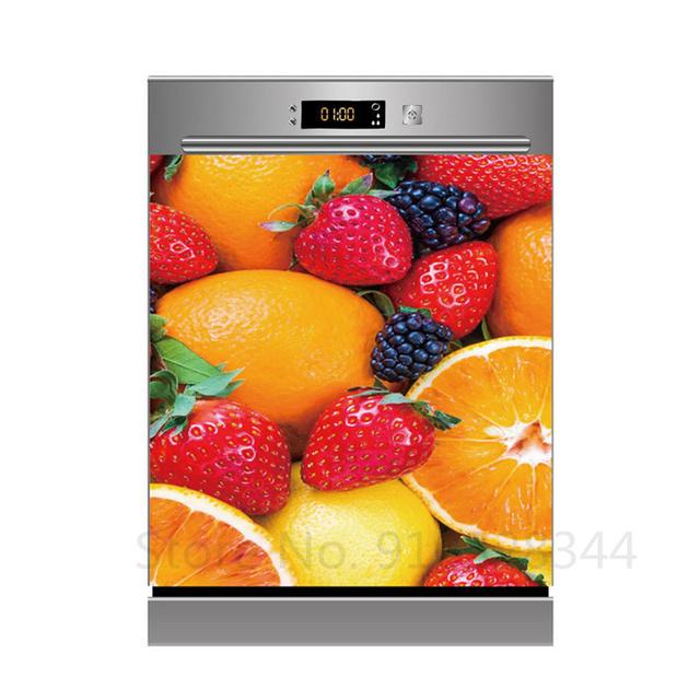 Наклейка для украшения посудомоечной машины «сделай сам», кухонные обои, виниловая наклейка на стену, настенная наклейка с фруктами и цветами для домашнего декора