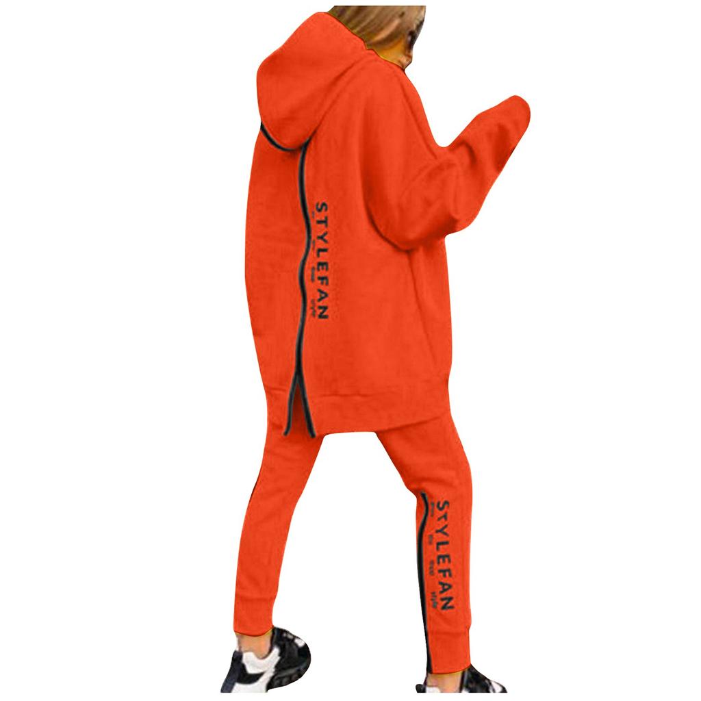 Модный женский спортивный свитер для отдыха, брюки, утолщенный свободный костюм с принтом