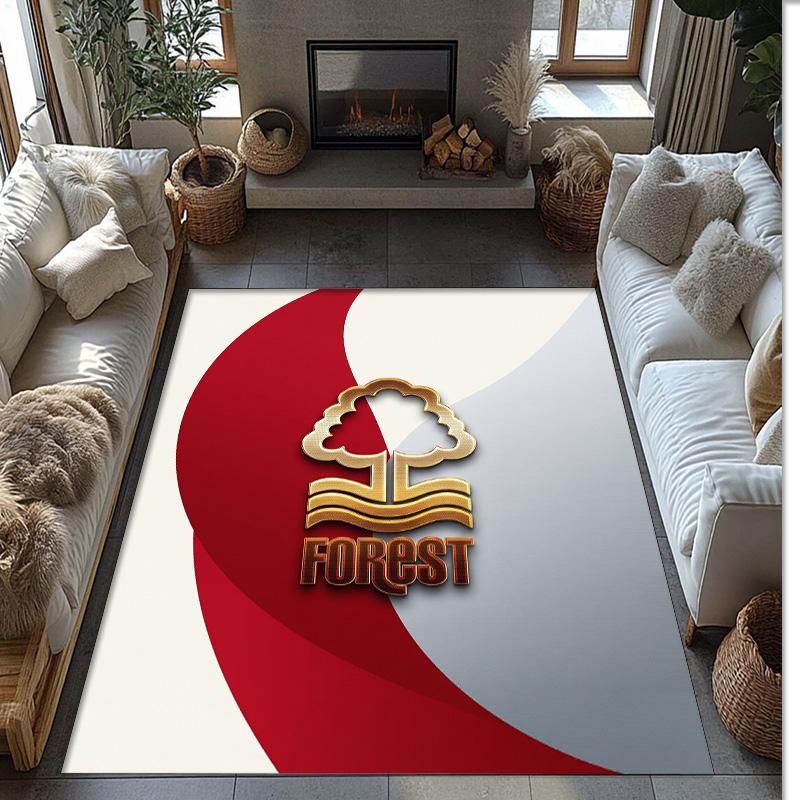 Nottingham Forest Football Print Crystal Velvet Rug, Comfortable Water Absorbent Non Slip Indoor Floor Carpet