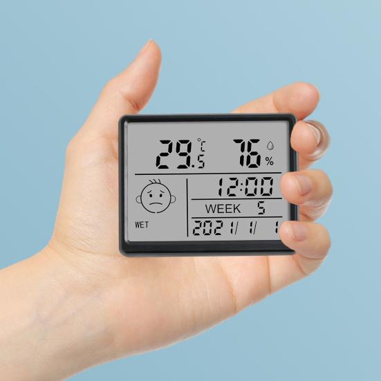 Магнитные цифровые часы с термометром влажности, ЖК-дисплей, высокая точность, термогигрометр, измеритель влажности и температуры в помещении