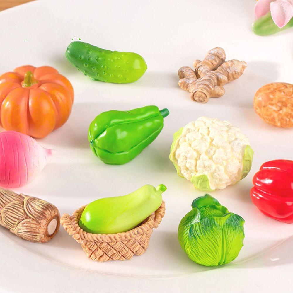 Mini Simulation Vegetable Basket Resin Crafts Vegetable Model  Fruit Prop Teaching