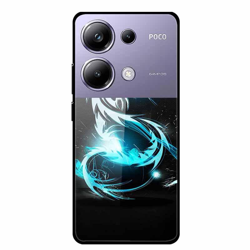 Красочный эстетичный чехол из закаленного стекла для Redmi 12 5G и POCO M6 PRO