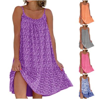 Женская мода повседневное однотонное платье на бретельках с круглым вырезом и принтом в горошек