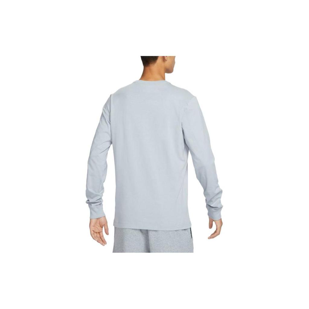 Nike Футболка с круглым вырезом и надписью Letter, повседневная, с длинным рукавом, мужская, серая FN0802-077