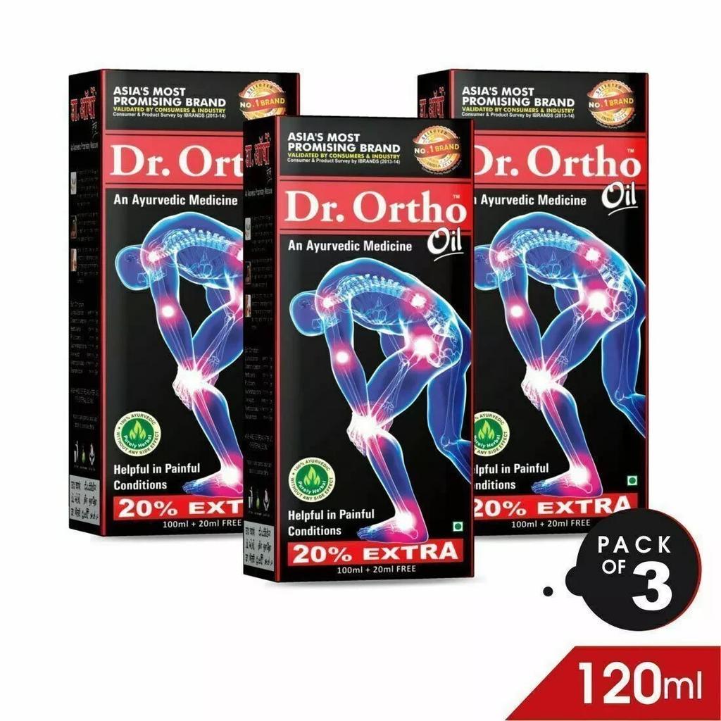 3 x Dr. Ortho Joint Pain Relief Medicinal Oil 120ml Each