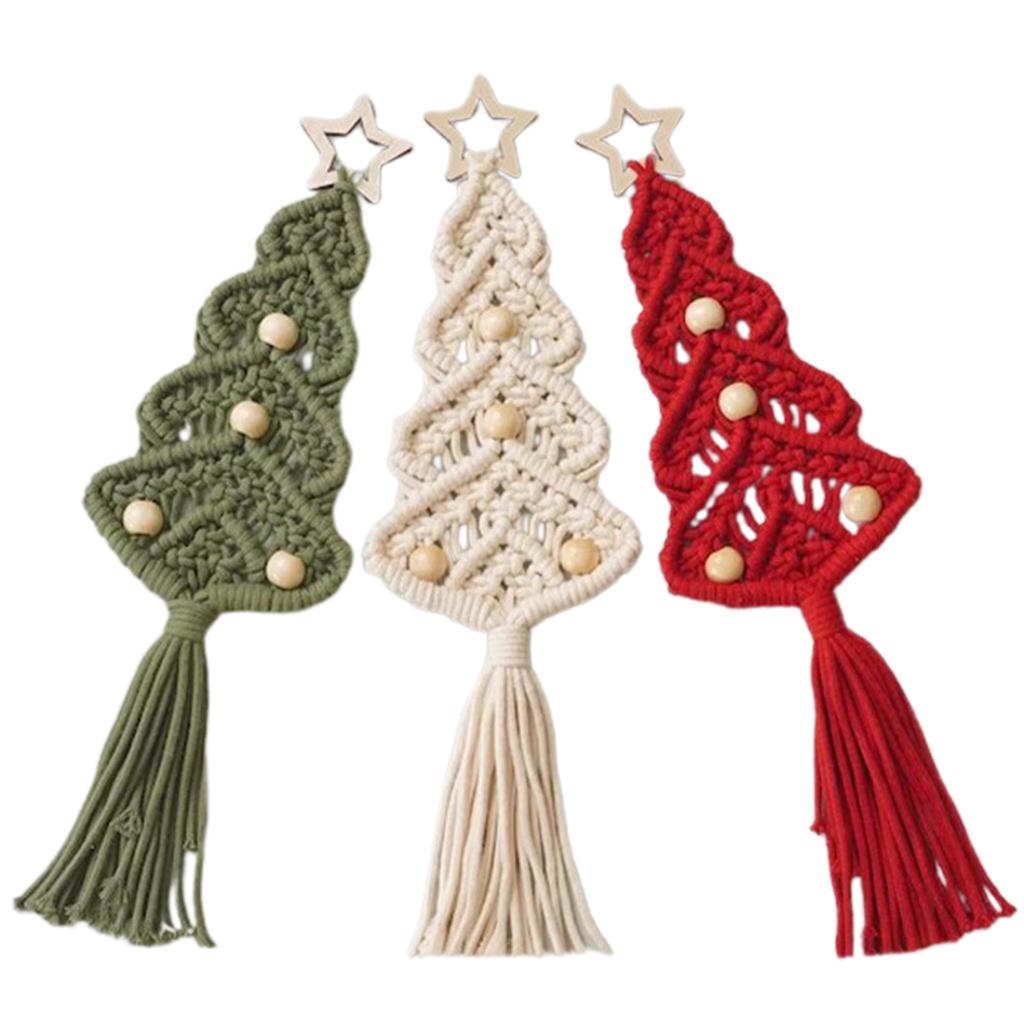 Bohemian Tassels Christmas Tree DIY Material Pack Set Handwork Wall Hanging XmasTree Macrames Kits for Living Room Decor