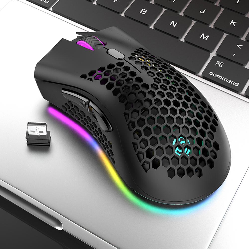 BM600 Wireless Rechargeable Mouse 2.4G+BT5.0 Dual-mode Lightweight Mouse RGB Breathing Light Effect