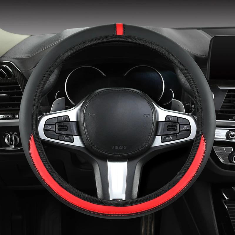 Эластичный чехол на руль с растяжкой без внутреннего кольца, подходит для рулей 14,5-15 дюймов, износостойкая кожа, легко носить
