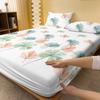 1 Simple Modern Plant Leaves Printed Matte Fitted Sheet, Bedroom Printed Bed Cover, Bedding (Excluding Pillowcases)