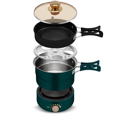 Электрическая разделенная кастрюля, складная мультиварка, сковорода, пароварка, рисоварка, супница, водонагреватель для путешествий