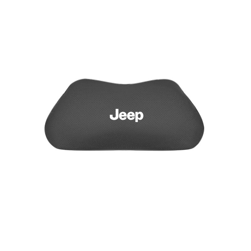 Leather Car Neck Headrest & Lumbar Support Pillow Soft Waist Valve Stem For Jeep Renegade Wagoneer Avenger Recon Wrangler JK KUBEL1