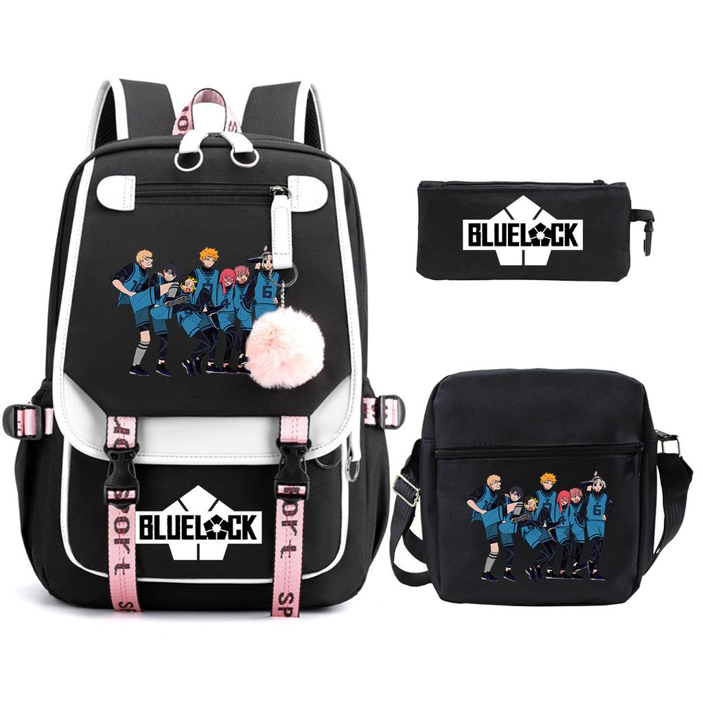 Trend Campus Primary And Secondary School Students Schoolbag Blue Prison Periphery Animation Backpack Pencil Bag
