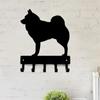 Norwegian Elkhound Dog Key Hooks Holder Six Inch Wide Metal Wall Art Storage Rack Hook Wall Iron Art Coat Hanger
