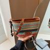 Niche Rainbow Straw Woven Bag Women's New Mini Versatile Messenger Bag Woven Bag Bucket Bag