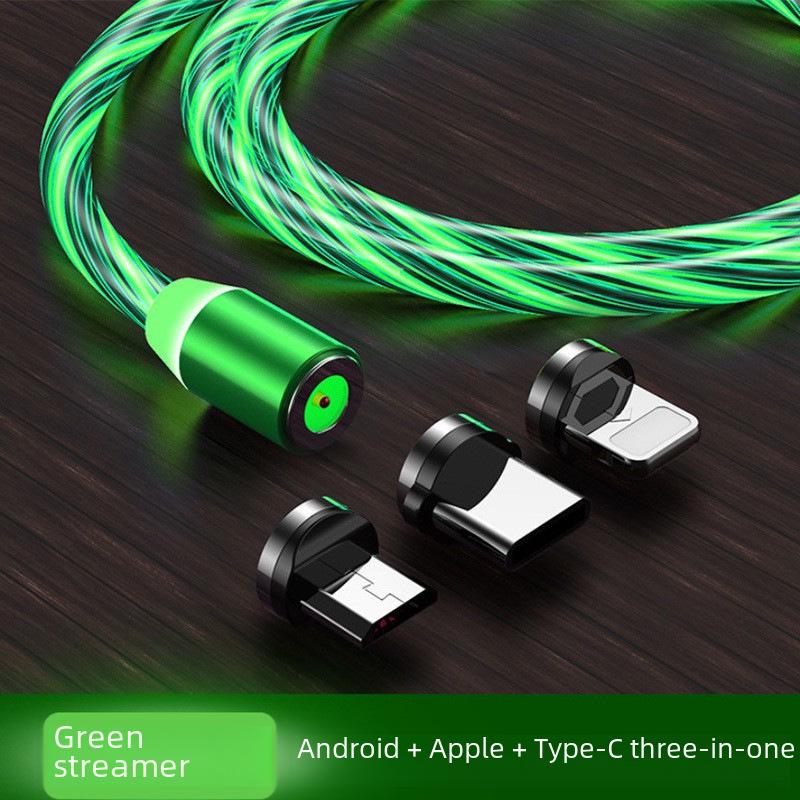 Magnetic Streamer One-to-Three Charging Cable for Apple, Huawei, Xiaomi. Fast Type-C Charging.