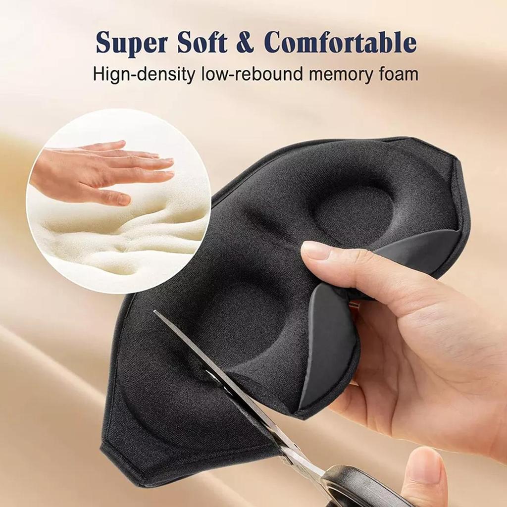 Маска для сна для женщин, мужчин для дома, самолета и путешествий 3d с эффектом памяти, повязка для глаз с берушами, черная