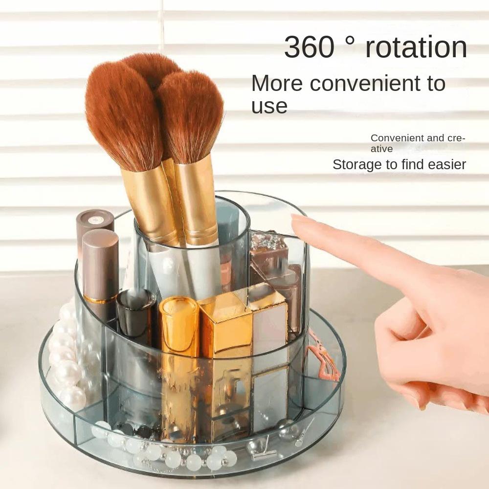 Simple Makeup Brushes Holder 360°Rotating Stationery Organizer Pen Storage Box  Student