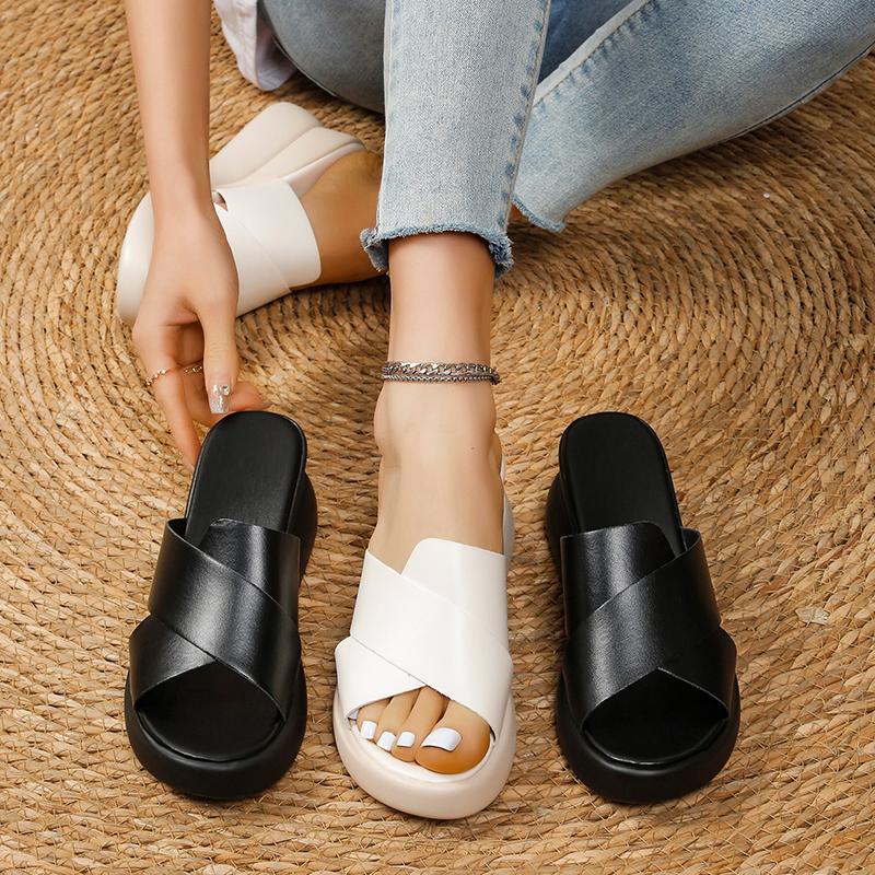 Wedge Heel Sandals Women's  Summer New Fashion Muffin Open-toe Fairy Style Outside Wear Thick-soled Shoes Women