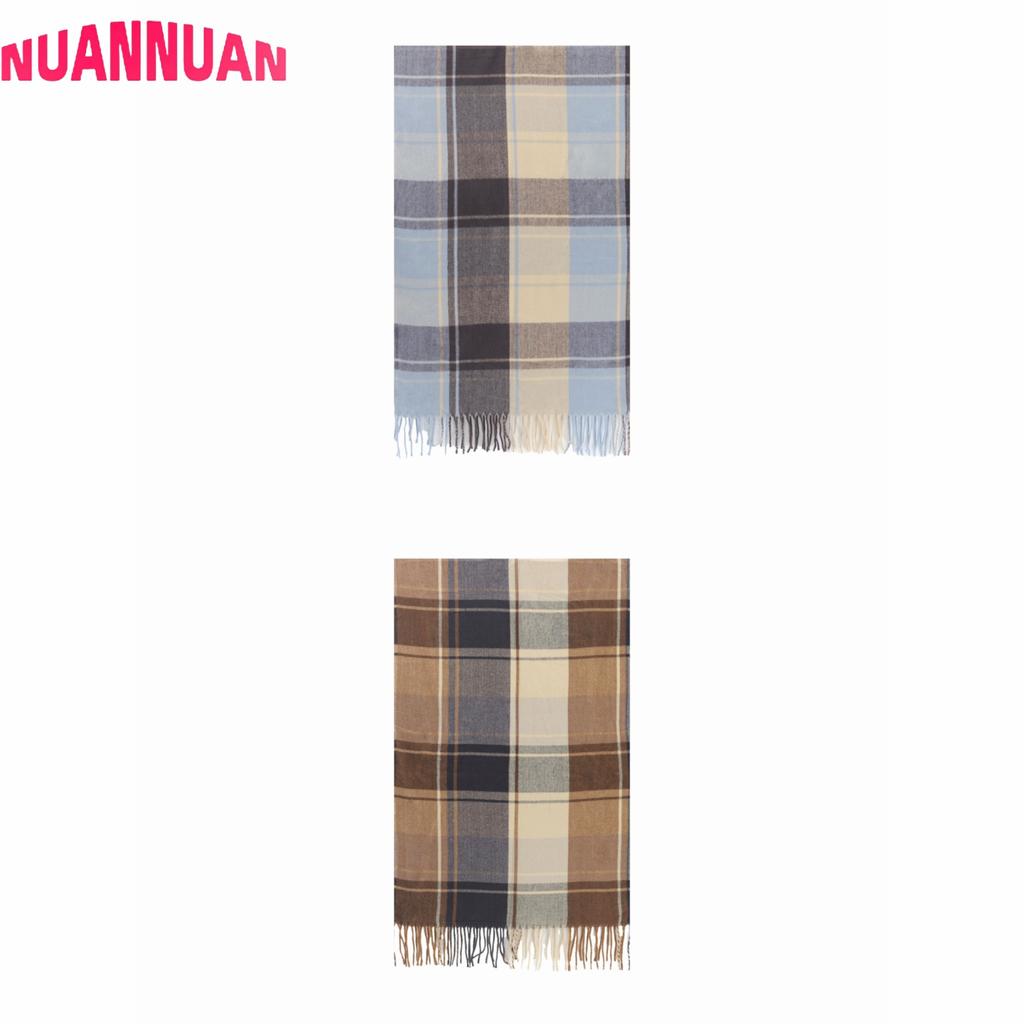Imitation Cashmere Blue Plaid Scarf Women's Autumn and Winter New High-end Wool Scarf Shawl