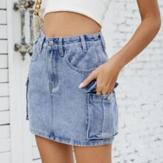 Женский джинсовый комбинезон с карманами на резинке - Повседневные шорты в американском стиле