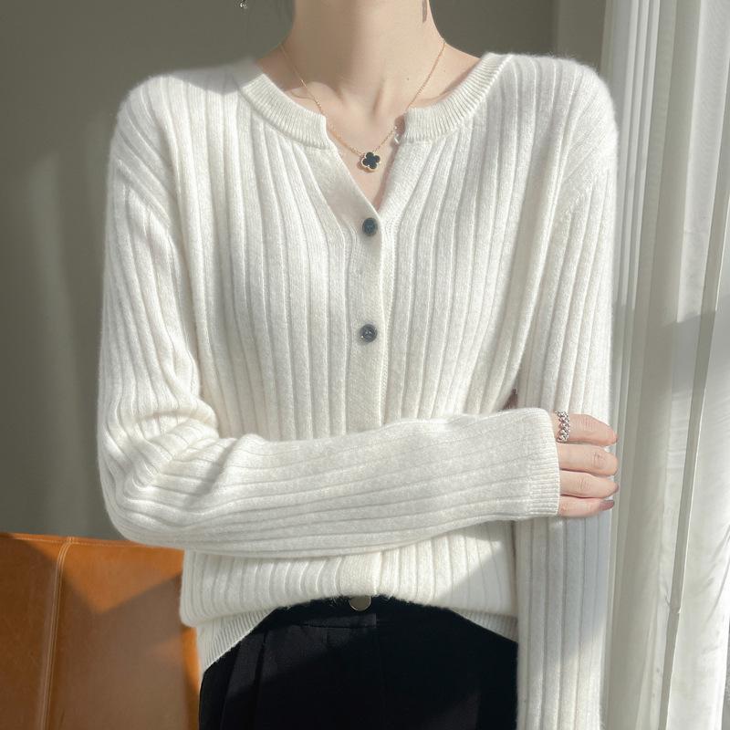 Трикотаж весенне-осенний женский свитер с круглым вырезом, тонкий короткий однотонный вязаный кардиган на шнурке, куртка