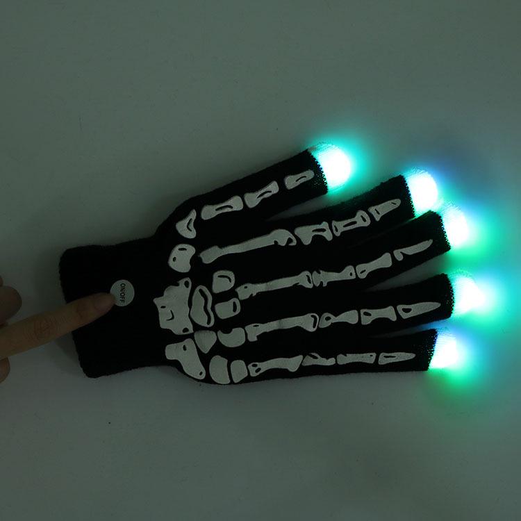 LED Light-Up Knitted Skeleton Gloves - Flashing, Warm, Creative Halloween & Christmas Accessory