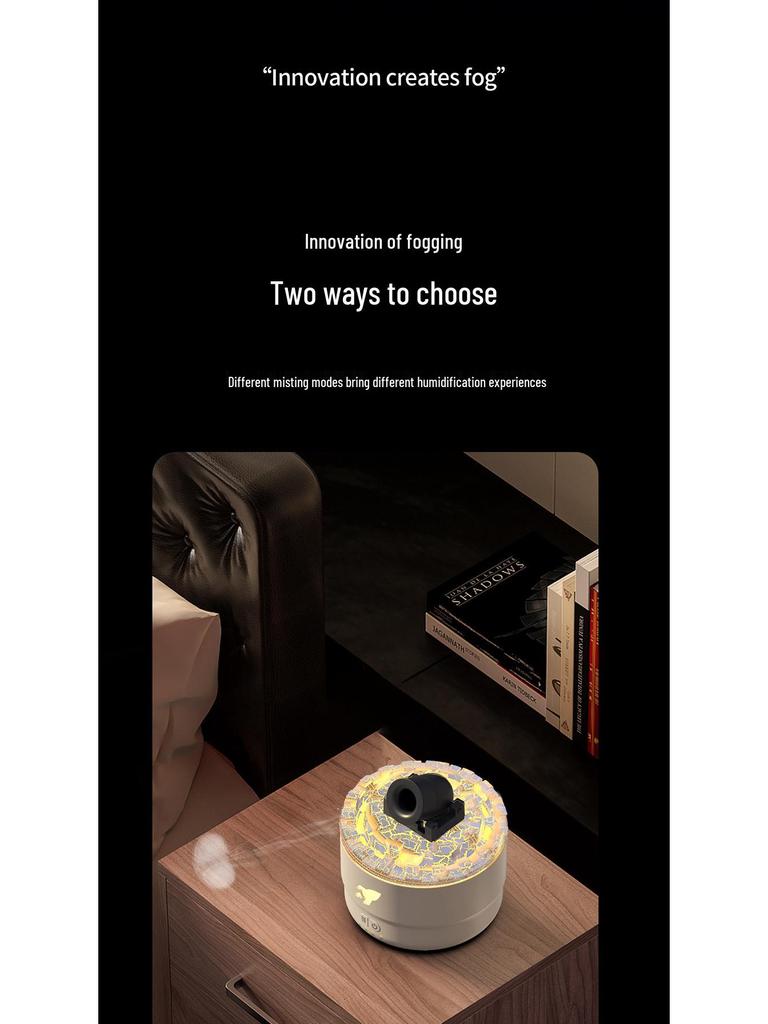 2024 Аромадиффузор и увлажнитель с цветной имитацией пламени и кольцами дыма