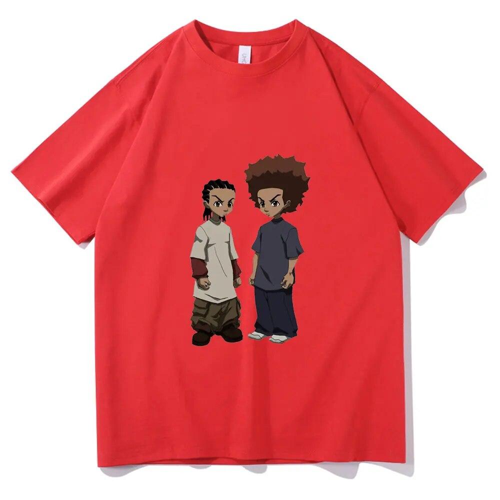 Футболка с принтом The Boondocks Huey and Riley, модные хлопковые футболки унисекс в стиле Харадзюку, негабаритная футболка унисекс в стиле рок, хип-хоп, футболка унисекс