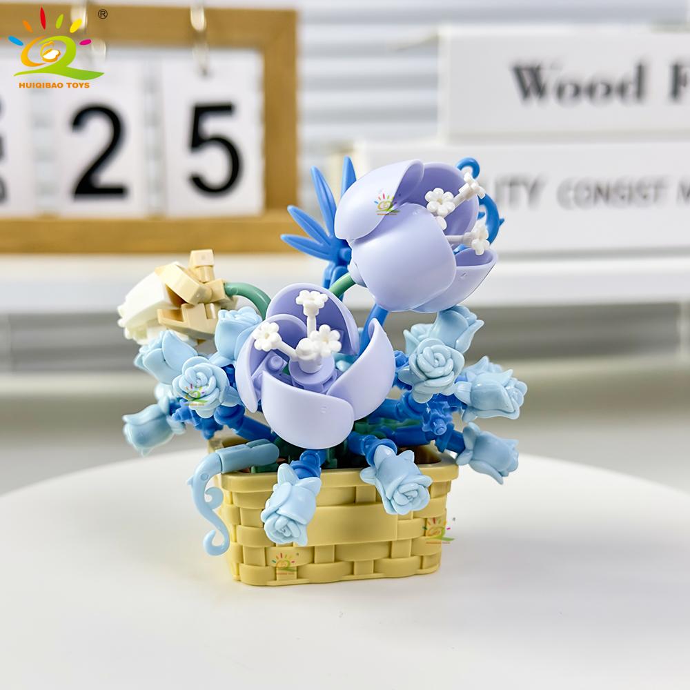 HUIQIBAO Модель Вечного Цветка Букет Комнатное Растение Микро Конструктор MOC DIY Украшение для Дома и Стола Кирпичный Конструктор для Детей