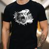 T-Shirt Herren Lustiges Katzen Selfi mit Hai Motiv Baumwolle Größe S bis 5XL