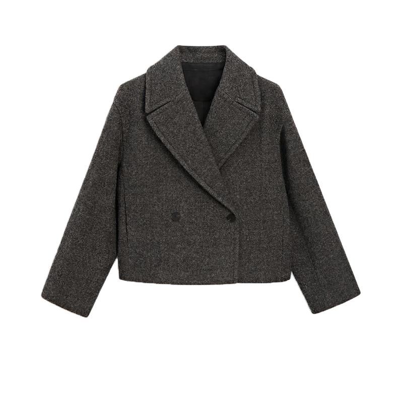 Осень и Зима Новое поступление Женская одежда Мода Стиль Old Money Лацкан Длинные рукава Короткая версия Два пуговицы Шерстяная верхняя одежда 6461692