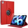 Case + Tempered Glass - BOOLING - for iPad Air 4/5 - 360° Rotating Protection - PU Leather - Red