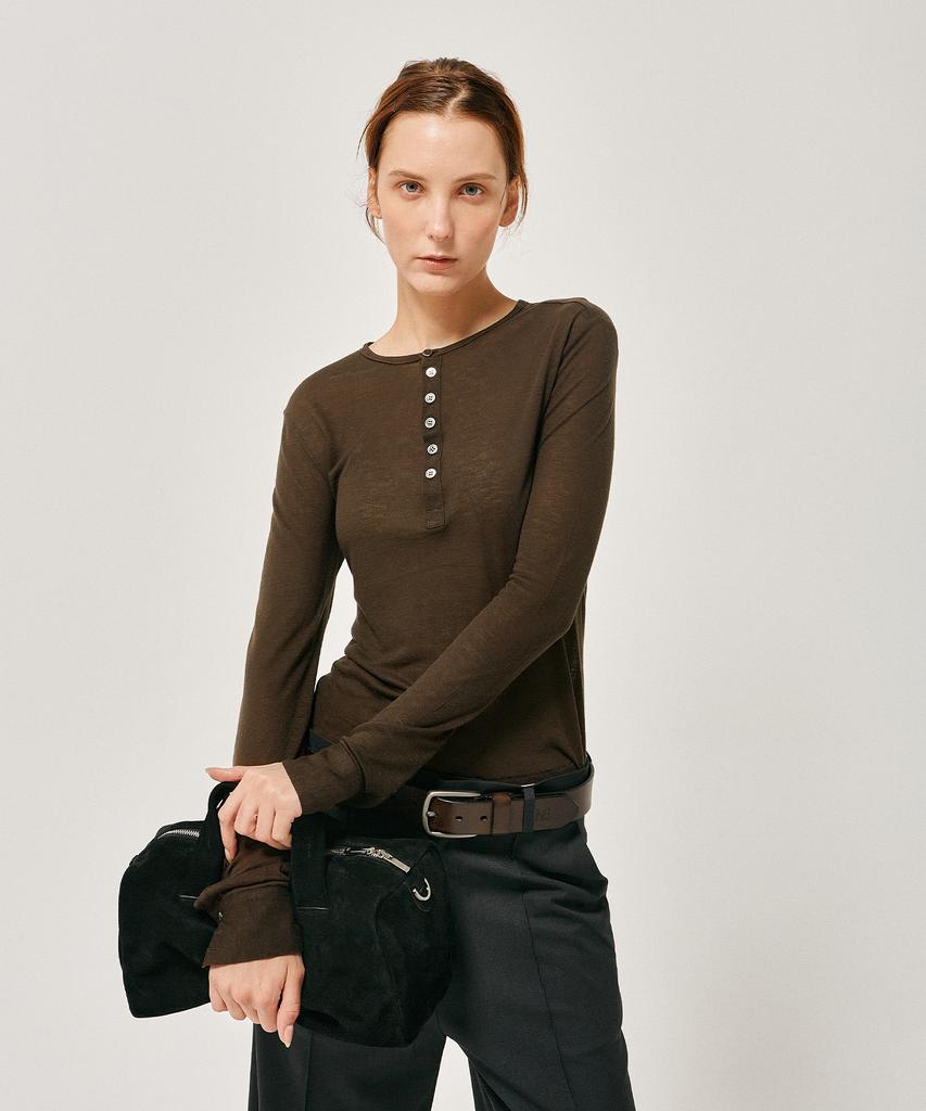 LABELARCHIVE W Ove Wool-Blend Henley Umber