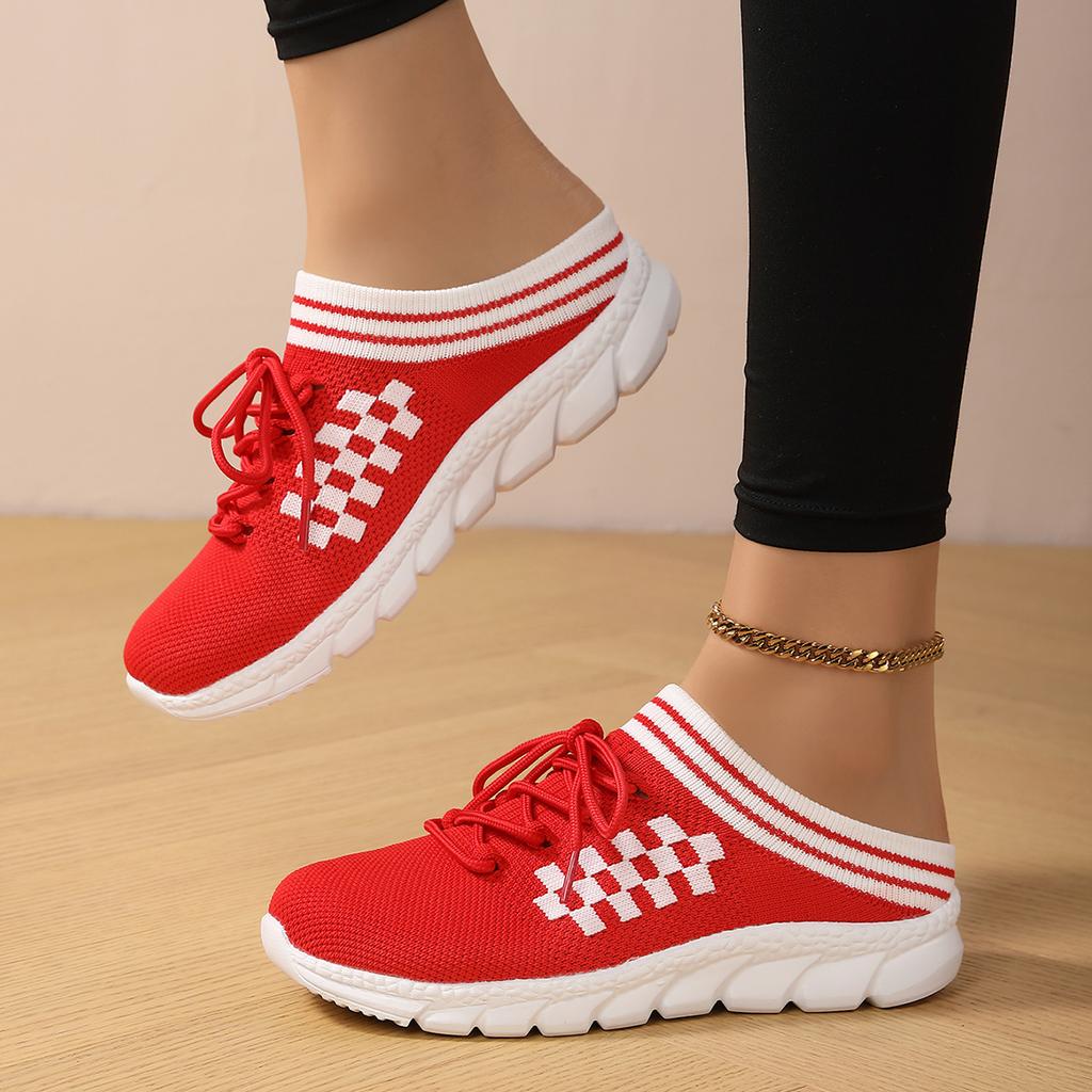 TUINANLE Women's Shoes Geometric Patterns Mesh Platform Sandals Couples Half Slippers Casual Non-Slip Platform Shoes