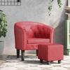 VidaXL Cabriolet Armchair with Footrest Burgundy Red Faux Leather 356467
