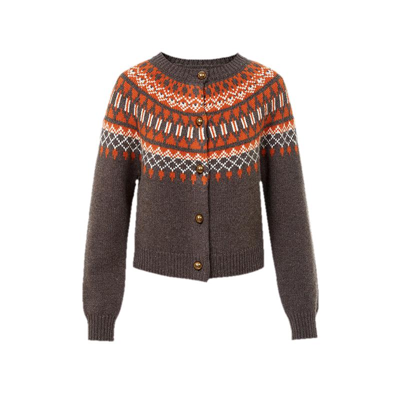 Шерстяной кардиган LANCY с блоками цвета в стиле Fair Isle