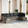 VidaXL 7-Piece Garden Sofa Set with Grey Cushions Poly Rattan 3347209