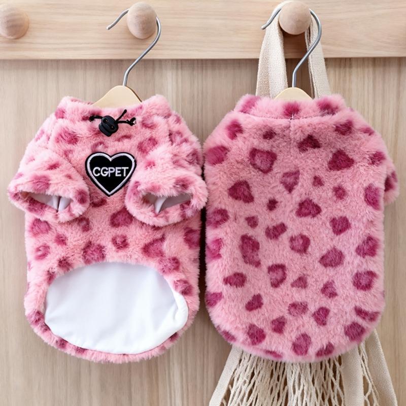 Мягкий Плюшевый Свитер для Кошек с Рисунком Леопарда Одежда для Питомца для Нежного Ношения и Зимнего Тепла