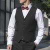 Men Suit Waistcoat V-neck Sleeveless Single Breasted Suit Vest with Pockets Solid