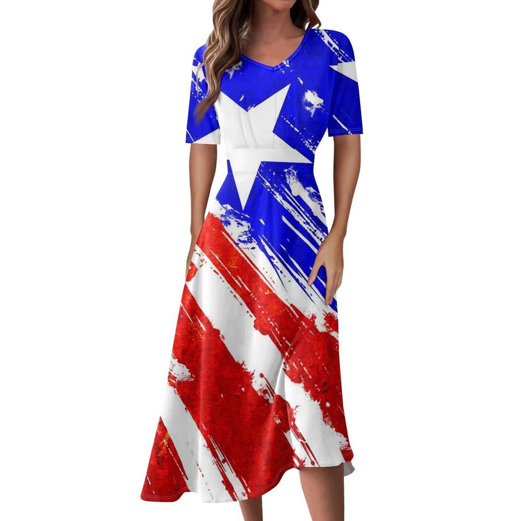 Женское повседневное модное платье с v-образным вырезом и коротким рукавом на талии, длинное свободное платье