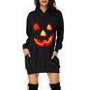 Women Casual Fashion Loose Plus Size Halloween Print Long-Sleeve Blouse Dress