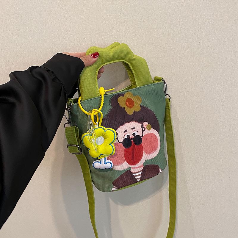 2025 Трансграничная мультяшная сумка-граффити: Нишевый дизайн Сумка-ведро на плечо и через плечо женская
