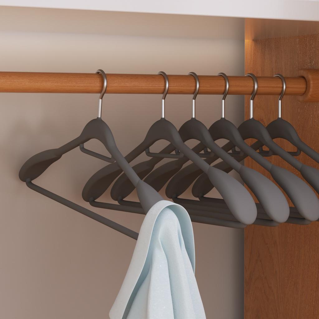 Household Wide Shoulder Seamless Hanger Coat Hanger Flocking Anti-Shoulder Angle Non-Slip Hanging Clothes Rack Wardrobe Storage Clothes Support