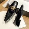 Лоферы женские кожаные туфли 2024 года новые плоские одинарные туфли женские туфли большие размеры туфли-лодочки квадратный носок квадратный каблук низкий (1 см-3 см)