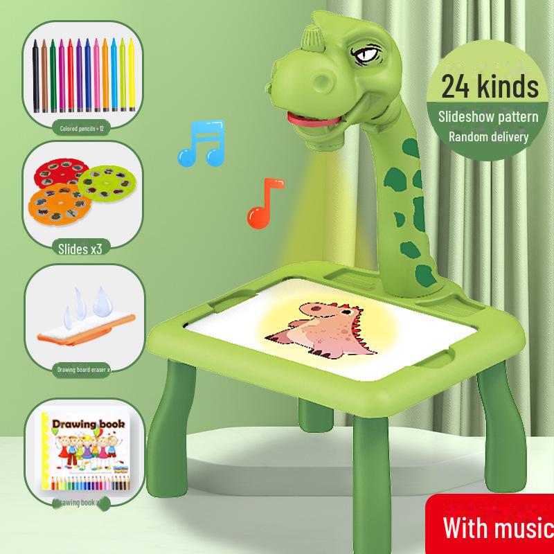 Multifunctional Deer Projector Drawing Table with Sound & Light - Children's Graffiti & Writing Board Toy