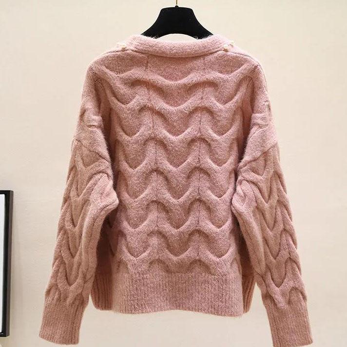 Женский вязаный кардиган Sweet Pearl с v-образным вырезом, женские осенние и зимние универсальные короткие вязаные топы