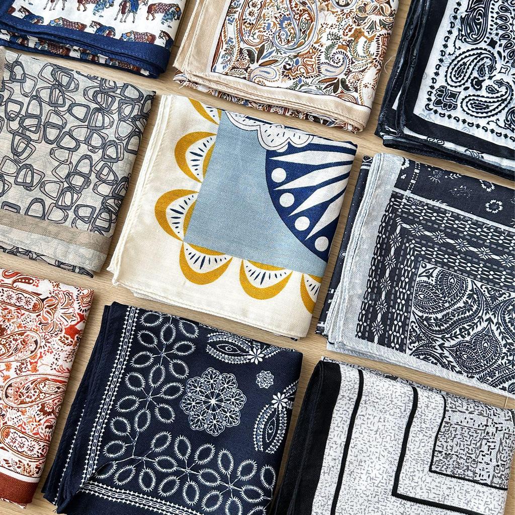 Women's French Red Cotton Silk Blend Scarf – 70CM Neck and Headscarf, Spring/Autumn Fashion Accessory