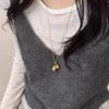 Elegent Double Water Droplet Necklace Long Chain Pendants Necklace for Women  Sweater Chain