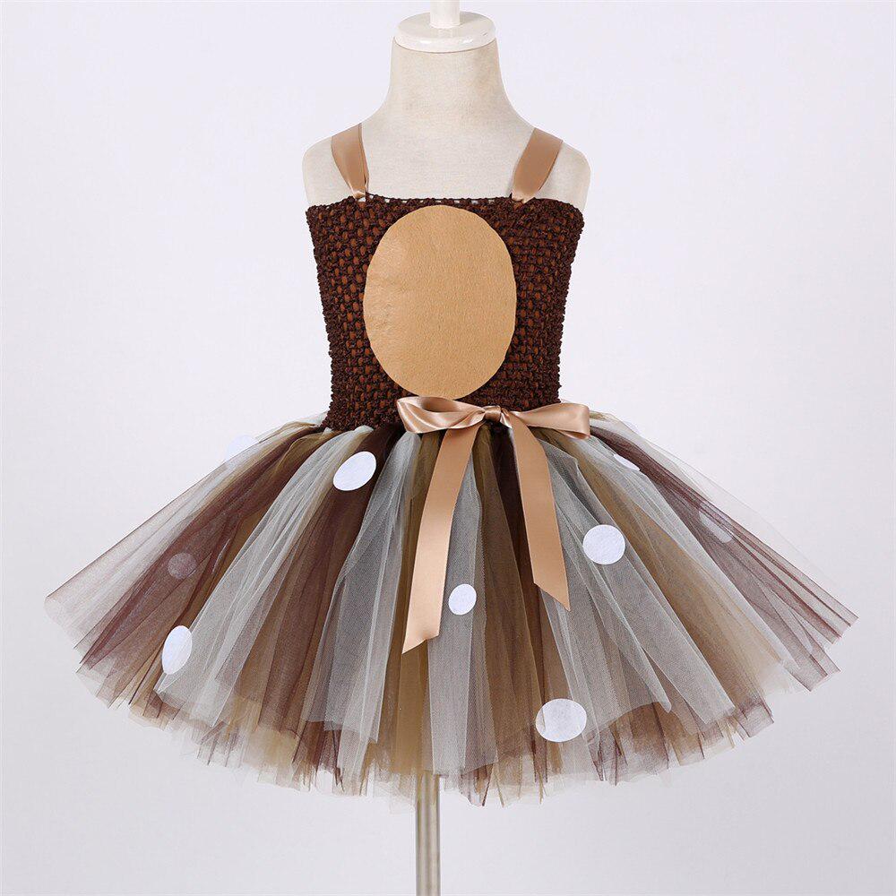 Костюм оленя для девочек, рождественское платье-пачка, нарядное платье с изображением лося и оленя на Хэллоуин, детская одежда для дня рождения для девочек