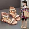 Girls Sandals 2025 New Summer Korean Version of Soft-soled Princess Shoes Ethnic Style Older Children Children Roman Shoes